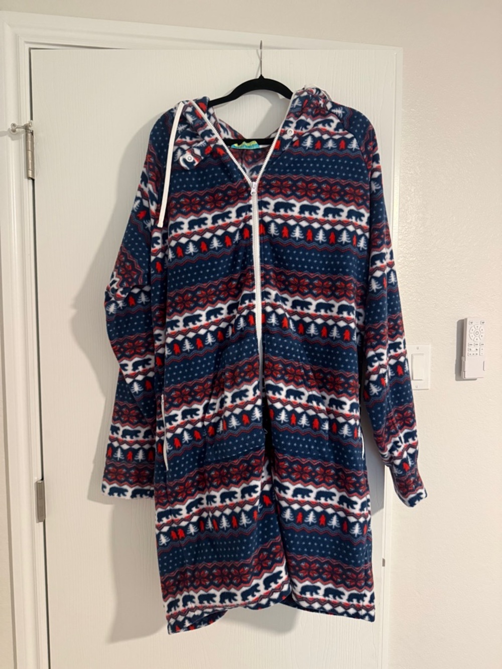 chubbies Navy, Red & White Fleece Hooded Zip-Up Lounge Onesie